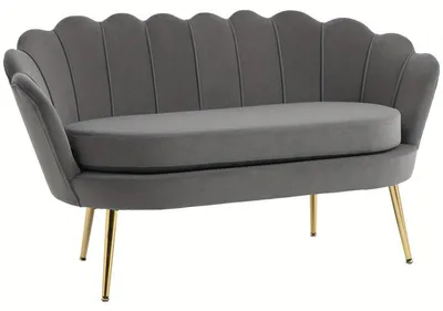 Immagine prodotto di Divano a due posti – Divano loveseat grigio scuro con struttura in legno massello e cuscini imbottiti