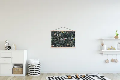 Produktbild von MuchoWow® Textilposter Blumen - Vogel - Tukan 60x40 cm mit holzfarbenen Rahmen - Bilder