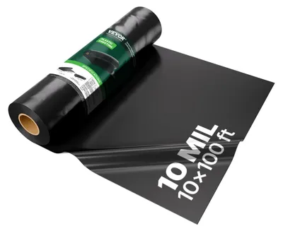 Obrázok produktu pre VEVOR PE stavebná fólia 3,05x30,48 m, krycia fólia 0,25 mm hrubá plastová fólia maliarska plachta bariéra proti vlhkosti polyetylénová ochranná fólia viacúčelová čierna