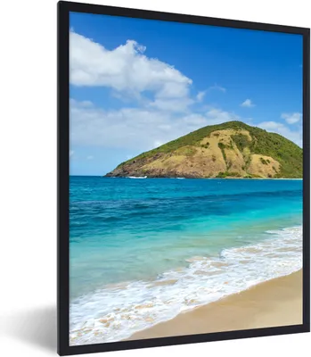 Produktbild von MuchoWow® Gerahmtes Poster Meer - Tropen - Strand - Pflanzen 60x80 cm - Poster mit Schwarzem Bilderrahmen Wandposter Rahmen Foto Bilder - Premium - Wanddeko Wohnzimmer