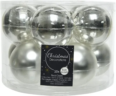 Produktbild von Baumkugel -Classic- 10er-Set Glas 6cm silber-mix