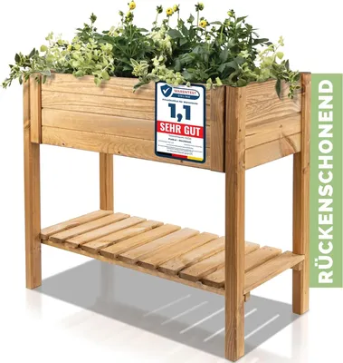 Produktbild von PATKAR Hochbeet Holz 79x39x79cm [RÜCKENSCHONENDE HÖHE] - Premium hochbeet Balkon oder Garten ( Europe) - Pflanzkasten Hochbeete-Kit - Kräuterbeet Balkon Hochbeet - Hochbeete für Garten Holz
