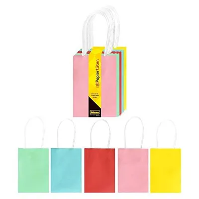 Produktbild von Idena Papiertüten uni 26x31,7x12,7cm 10 Stück 5 Farben: rot grün gelb blau pink
