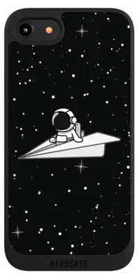 Produktbild von NIVOCASE Handyhülle für Apple iPhone 7  Hülle NIVOpure Case Schwarz Astronaut Comic Papier