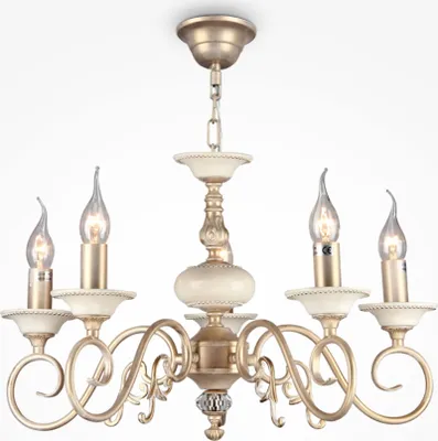 Produktbild von Maytoni Moderne Kronleuchter Perla 5xE14 excl. in Creme mit Gold aus Metall  60 W für Küche, Schlafzimmer, Wohnzimmer, Esszimmer, Lobby