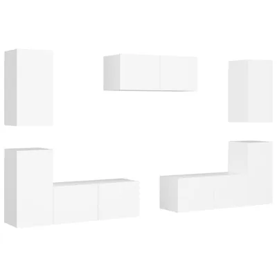 Image de vidaXL Ensemble d'armoires TV 7 pièces blanc bois composite