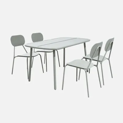Produktbild von sweeek - Gartentisch aus Aluminium + 4 Stühle - Grau