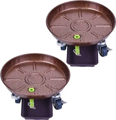 Produktbild von Famanu Pflanzenroller aus Metall, mit Rollen, für Innen und Außen, Blumenroller (33 cm, Bronze)