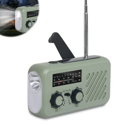 Produktbild von 2000MAH Klein Handschüttel Radio,Multifunktions Solar Radio,AM/FM/WB Regulieren,Mit LED Beleuchtung/SOS Alarm/Powerbank,133*43*74mm,Type-c Aufladung