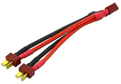 Zdjęcie produktu dla Kabel równoległy T-Plug T-Deans | Uniwersalne złącze do akumulatorów LiPo RC | Łatwa instalacja | Odpowiedni do samochodów, łodzi, samolotów RC, czerw