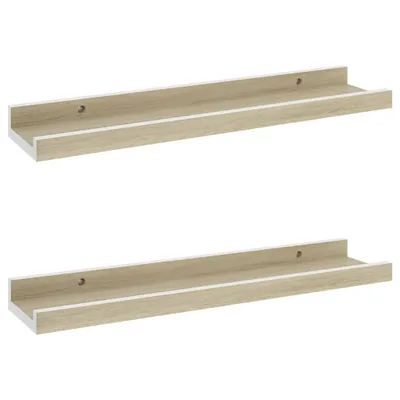 Image de Étagères murales 2 pcs blanc et chêne sonoma 40x9x3 cm