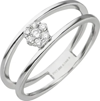 Produktbild von Gr. 56 Damen Ring 585 Gold Weißgold 7 Diamanten Brillanten Weißgoldring