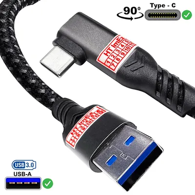 Produktbild von USB-A zu USB-C Kabel 90° abgewinkelt 3A Schnellladekabel Nylon USB 3.2