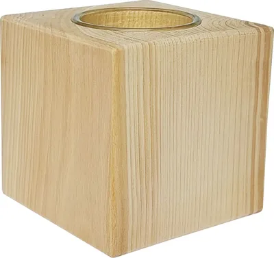 Produktbild von Zirben Teelicht Quaderform mit Glas 7x7x7 cm Holzdeko 40.10-013