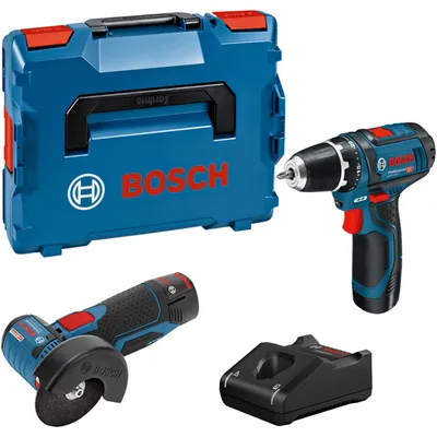 Immagine prodotto di Set Bosch Combo Kit con 2 utensili da 12 V: GSR 12V-15/GWS 12V-76, 2 batterie, 1 pz.