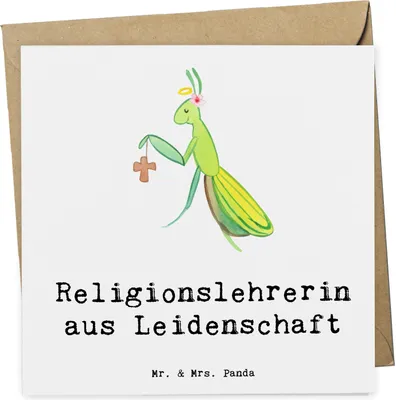 Produktbild von Mr. & Mrs. Panda Glückwunschkarte Religionslehrerin Leidenschaft - Weiß - Geschenk, Klappkarte, Lustig, doppelkarte, anlasskarte, Grundschule, Witzig, faltkarte, Spruch