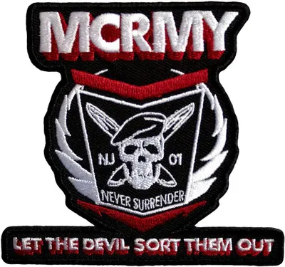 Produktbild von My Chemical Romance - Aufnäher zum Aufbügeln "Never Surrender", gewebter Stoff RO12840 (Einheitsgröße) (Schwarz/Weiß/Rot)