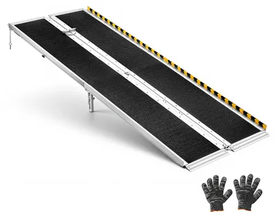 Image de VEVOR Rampe pour Fauteuil Roulant Pliable 2135x745 mm, Rampe d'Accès PMR Portable en Aluminium Antidérapante, Capacité de Charge 362,9 kg, pour Marches, Seuils de Porte, Escaliers, Entrées et Scooters