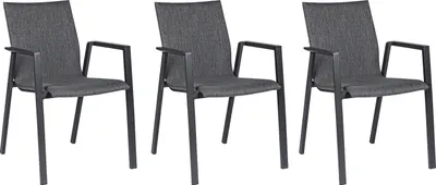 Produktbild von Gartenstühle - Anthrazit - Textilen - Aluminiumrahmen - stapelbar - 3er Set