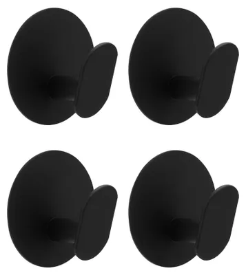 Produktbild von Bohrfreie Handtuchhalterung, 4 Stück, selbstklebend, runde Wandhaken, Handtuchhaken aus Edelstahl, selbstklebende Haken, Kleiderhaken, Türhaken für Küche und Bad, schwarz