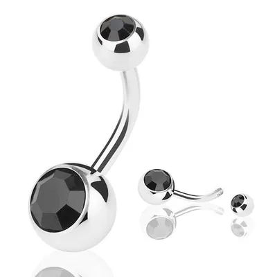 Produktbild von Taffstyle Bauchnabelpiercing Bauchnabelpiercing Banane Stecker Doppel Kristall, Schwarz / 1,6mm x 11mm / 8mm x 5mm