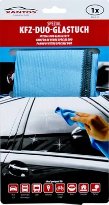 Produktbild von XANTOS DUO-Glasreinigungstuch 40x40cm blau