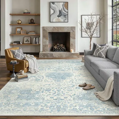 Immagine prodotto di Tappeto vintage blu per soggiorno, dimensioni 300x400 cm