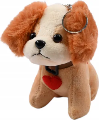 Produktbild von Plüsch Hund mit Herz Schlüsselanhänger 12cm - Süßer Taschenanhänger Valentinstag