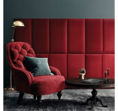 Obrázek produktu pro Čalouněný panel Mollis Velvet tmavě červená 30x60 cm