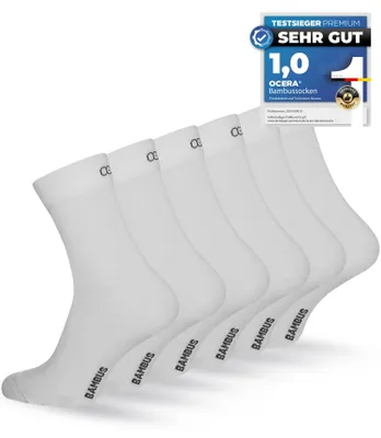 Produktbild von OCERA 6x Bambus Socken Uni verschiedenen Farben - Weiß 43/46