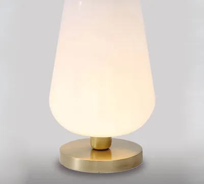 Produktbild von Tischlampe Weiß Bronze E27 30 cm Glas Messing Vintage Tischleuchte