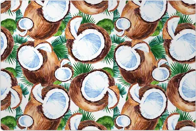 Produktbild von Küchenmatte 80x120 cm Vinylmatte Bodenmatte Dekoration - Exotische Frucht Kokosnuss