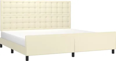 Obrázek produktu pro vidaXL Postel s čelem krémová 200x200 cm Imitace kůže