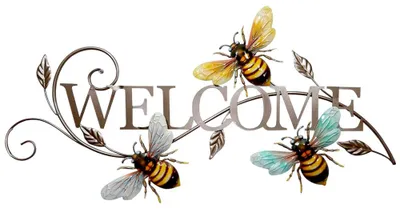 Produktbild von Wandschild Welcome, Bienen, L 70 cm