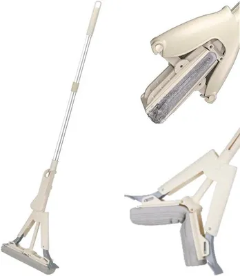 Productafbeelding van Draaibare Dweil - Vloerreiniger - Vloeren Schoonmaken - 360 graden kop - 33 cm breed - Beige