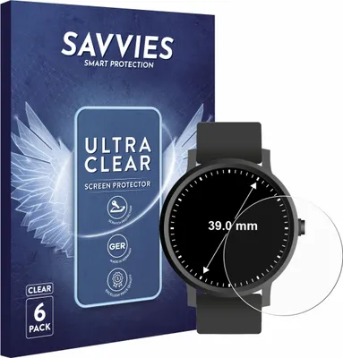 Produktbild von 6x Für Kreisrunde Displays (ø: 39 mm) Schutzfolie Savvies Displayschutz Display Schutz Folie Klar Transparent