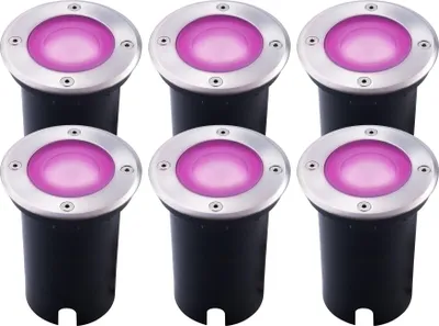 Produktbild von Ledvion 6er Set LED Bodenstrahler Außen IP67 4.9W GU10 RGB 1m Rund