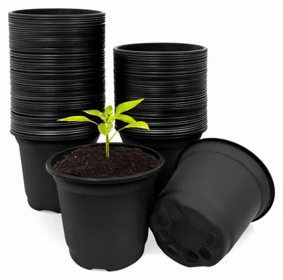 Image de Pots de culture, 10 cm, noirs, réutilisables, avec des trous de drainage, pour la germination des plantes