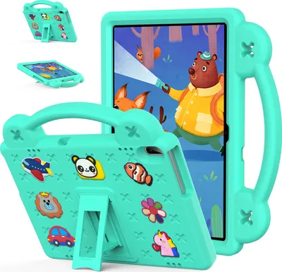 Produktbild von Schutzhülle für Huawei MediaPad T5 10,1" Niedliche Hülle für Kinder, Stoßfest mit Griff Ständer Grün