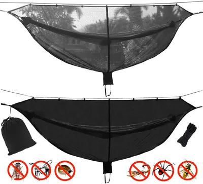 Produktbild von Hängematte,2 Personen Hängematte Outdoor mit Moskitonetz Ultra - Licht Atmungsaktiv, Schnell Trocknende Fallschirm Nylon Camping Hängematte für Trekking, Reise, Strand, Garten