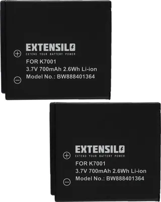 Produktbild von EXTENSILO 2x Akku kompatibel mit Kodak EasyShare V570, V610, V705, V550, M853 Zoom, M863, M893, M893 IS Kamera (700 mAh, 3,7 V, Li-Ion)