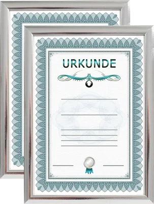 Two framed certificates are shown, one slightly behind the other.