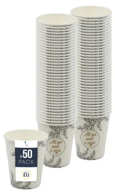 Immagine prodotto di Bicchiere da caffè BenBow 300 ml x 50, bicchiere di carta da portare via, bicchiere monouso per il viaggio, All You Need Is Coffee, bicchiere da caffè per l'ufficio e le macchine da caffè, robusto e pratico