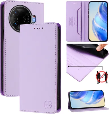 Produktbild von Lederhülle für Tecno Camon 30 Pro 5G Hülle Flip Brieftasche Kartenfächern Ständer Schutzhülle Violett
