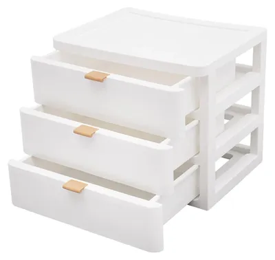 Obrázek produktu pro Úložná krabice do kanceláře, organizér se 3 zásuvkami, úsporný design, bílá barva