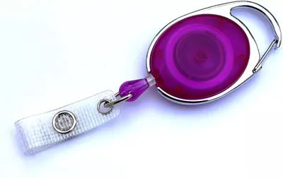 Produktbild von 2x LILA TRANSPARENT Ausweisjojo Jojo Zipper Ausweis Halter Kartenhalter Schlaufenclip Aufrollmechanismus Schlüsselanhänger