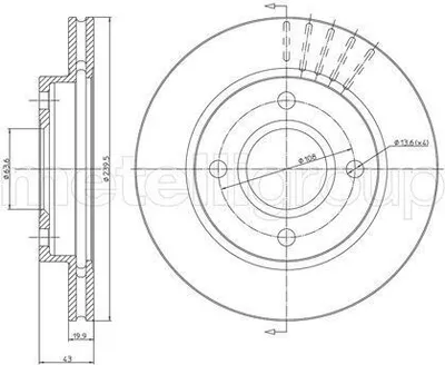 Produktbild von 2x METELLI 23-0169 Bremsscheibe Vorderachse