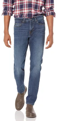 Productafbeelding van A. Essentials heren slim-fit jeans - Washed denim, medium wassing, maat 28W / 28
