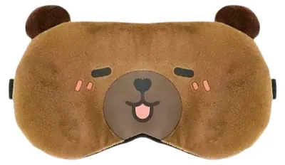 Image de Masque de sommeil Capybara pour enfants et adultes, masque de sommeil en peluche douce avec motif d'animal de dessin animé, protection des yeux pendant le sommeil (Happy)