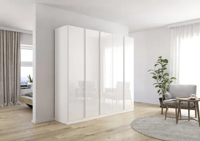 Produktbild von Drehtürenschrank >Monostar < in Kristallweißglas / alpinweiß - 226x210x54 (BxHxT)